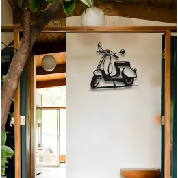 Vintage Scooter Metal Duvar Dekoru – Retro Ev Dekorasyonu, Minimalist Duvar Panosu, Modern Siyah Metal Scooter Heykeli, Motosiklet Tutkunlarına Hediye